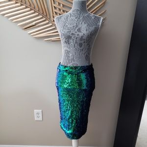 Green Sequin Skirt